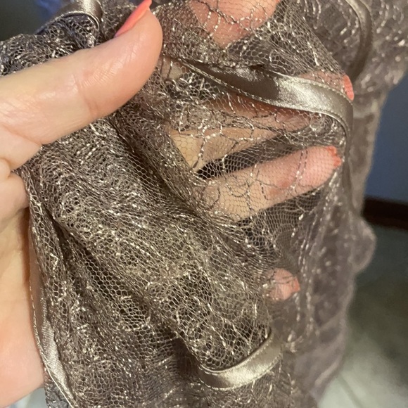 JS COLLECTION FORMAL / wedding LACE / SATIN OVERLAY LONG TANK DRESS  sz 10 TAUPE - Picture 8 of 16